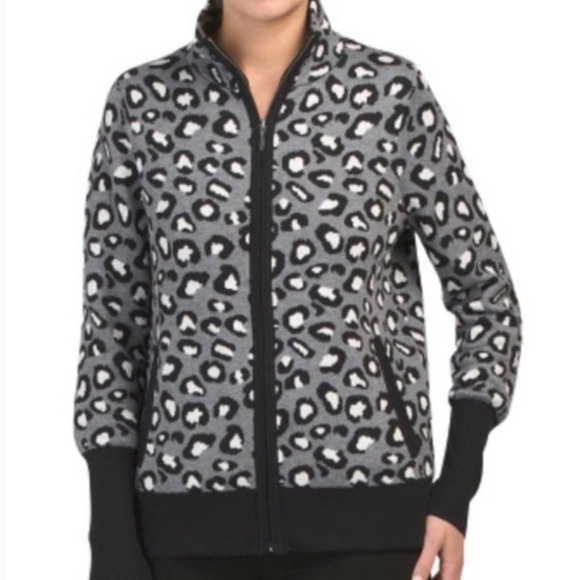 Rachel Zoe Full Zip Leopard Sweater Jacket Sz XS - Picture 1 of 9